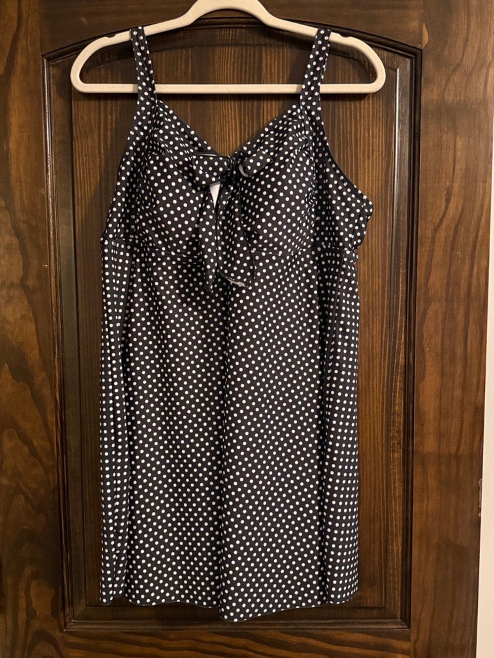 Black Polka Dot Tie-Front Swim Dress